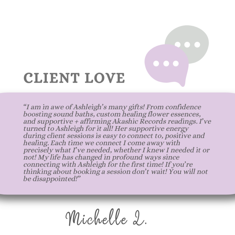 Akashic flower essences testimonial by Michelle L.