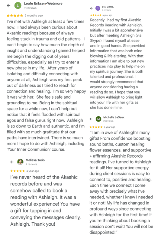 Testimonials Akashic Record course 1